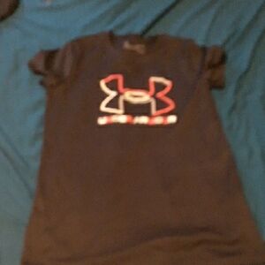 Under Armour Kids' Tee in Black with Pink and White Logo